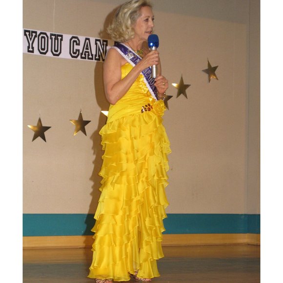 Elegant Yellow Ruffled Prom Dress - Picture 12 of 12